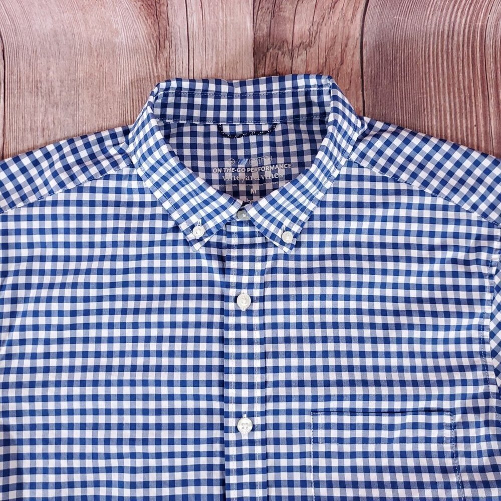 Vineyard Vines Mens Medium On the Go Performance Brrr Blue LS Button Down Shirt